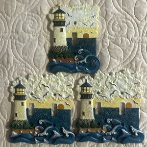 LIGHTHOUSE/OCEAN light switch covers/plates. VINTAGE!! Three total. VGC.
